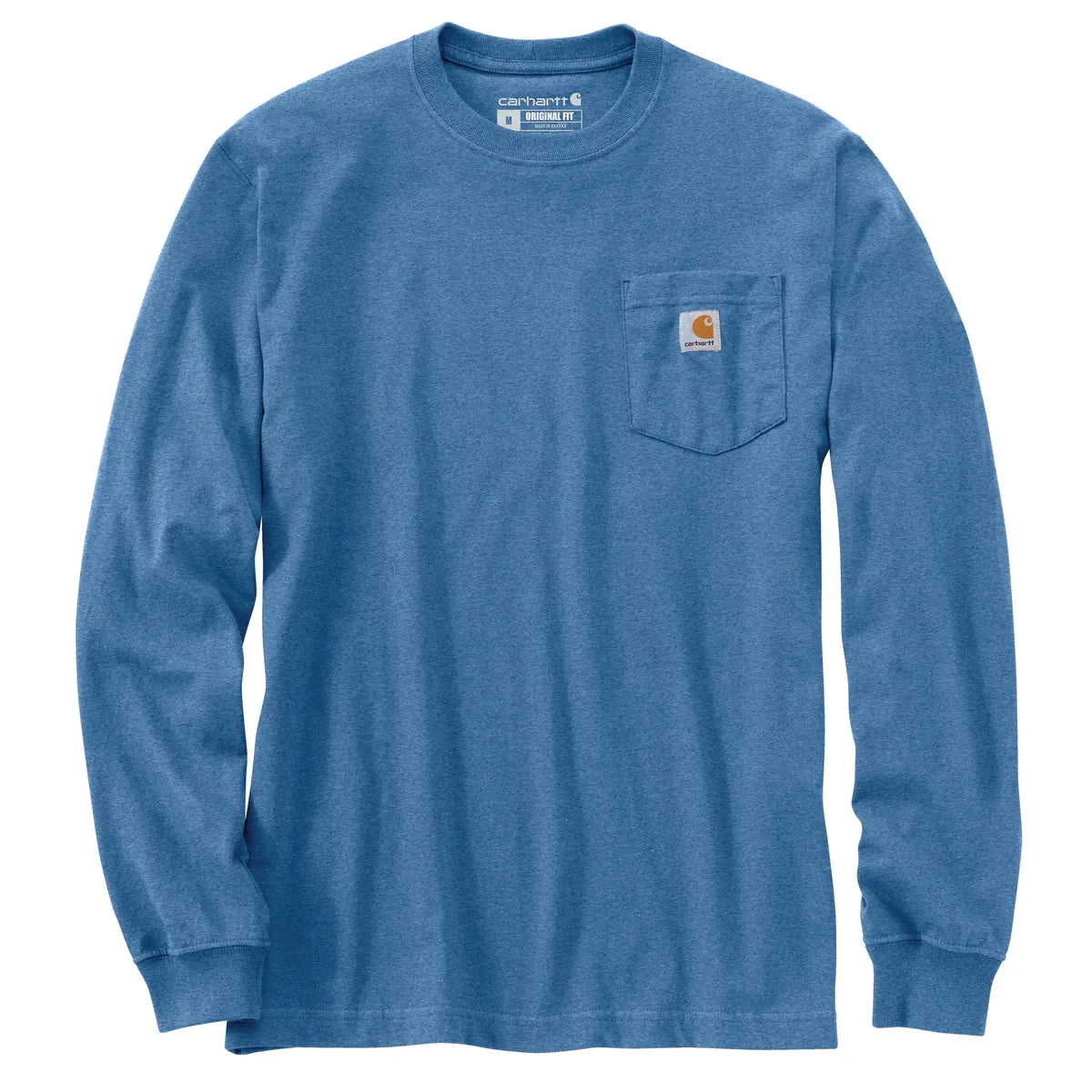 Carhartt Men's Loose Fit Heavyweight Long-Sleeve Pocket T-Shirt - Deep Workwear Blue Heather