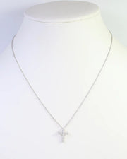 Caroline Hill Oxford CZ Cross Necklace Silver