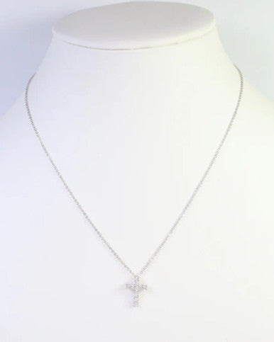 Caroline Hill Oxford CZ Cross Necklace Silver