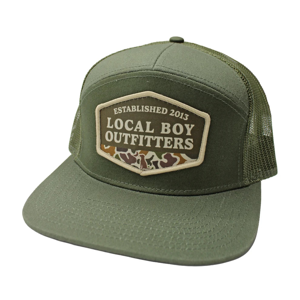 Local Boy Men's Vintage ESTD Badge 7 Panel Hat - Dark Green/Green