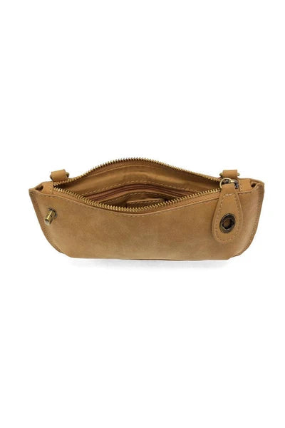 Joy Susan Faux Suede Mini Crossbody Wristlet Clutch - Wheat
