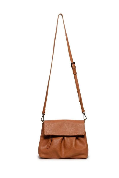 Joy Susan Adrienne Pleated Flap Crossbody - Warm Tan