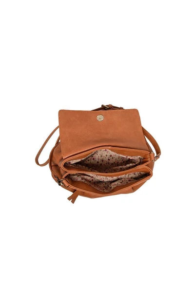 Joy Susan Adrienne Pleated Flap Crossbody - Warm Tan