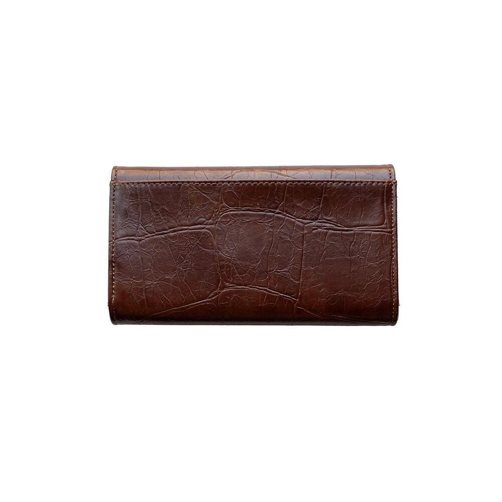 Joy Susan Faux Croc Marnie Mini Tri-fold Wallet - Pecan