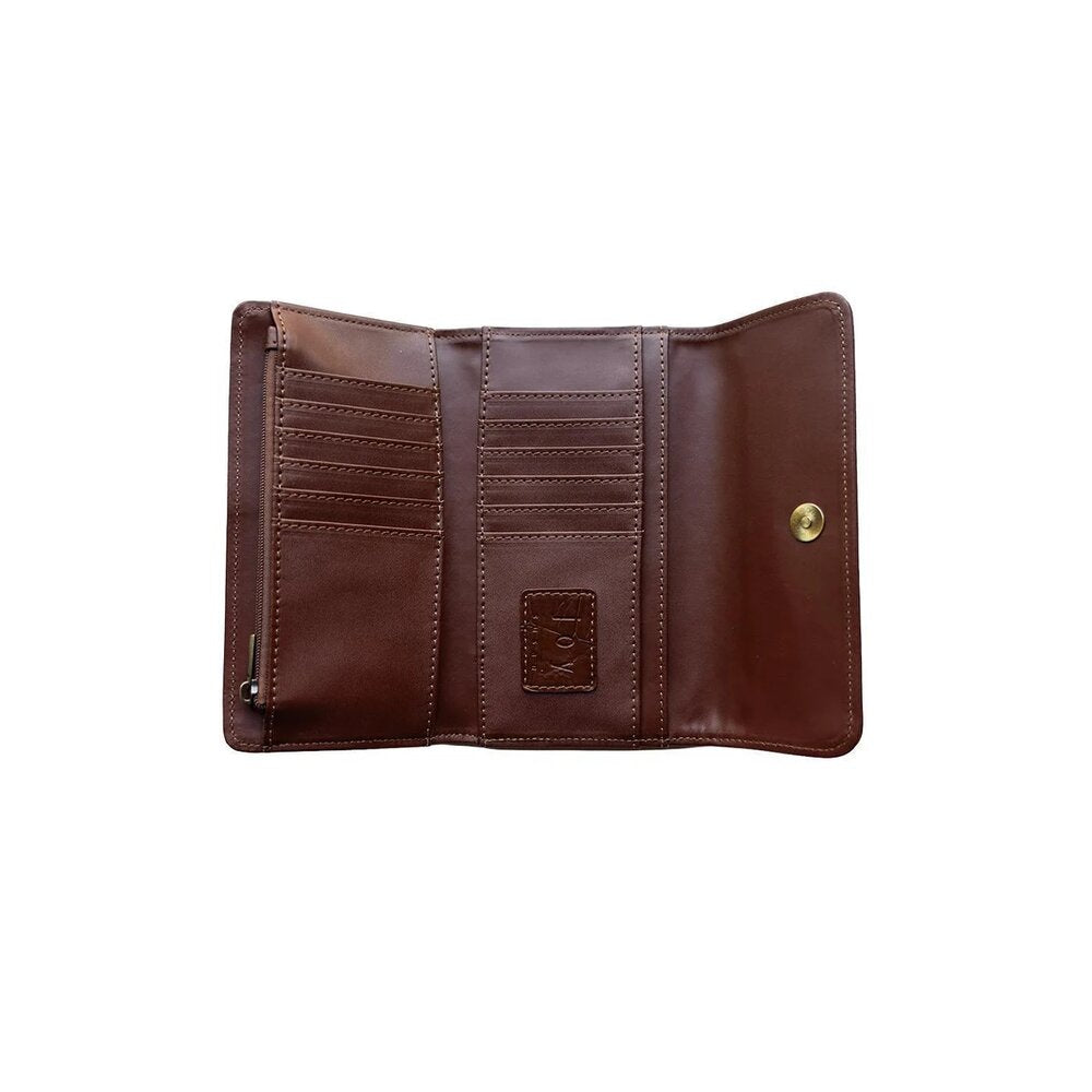 Joy Susan Faux Croc Marnie Mini Tri-fold Wallet - Pecan