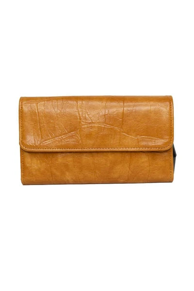 Joy Susan Faux Croc Marnie Mini Tri-fold Wallet - Golden Tan