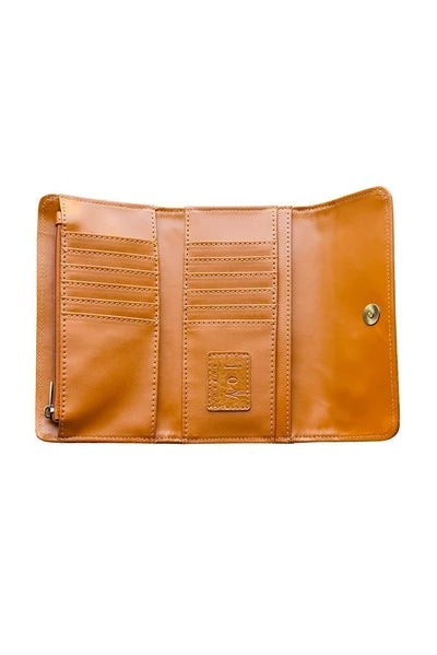 Joy Susan Faux Croc Marnie Mini Tri-fold Wallet - Golden Tan