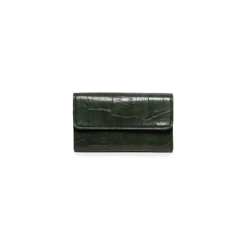 Joy Susan Faux Croc Marnie Mini Tri-fold Wallet - Bottle Green