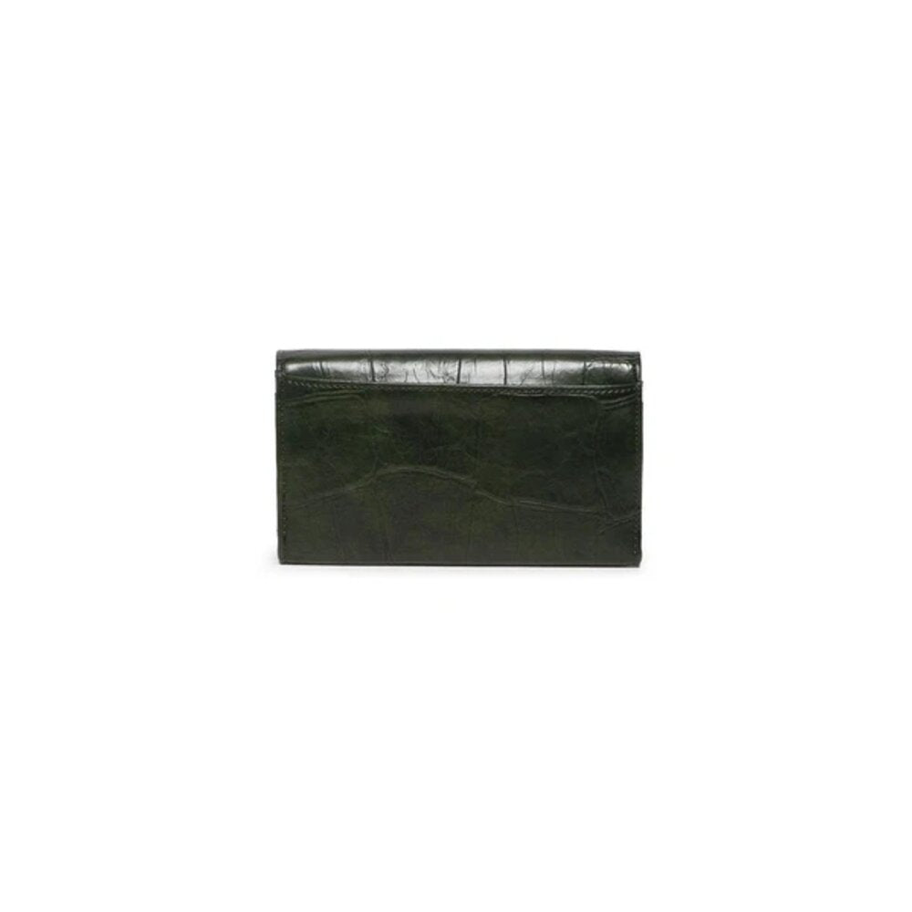 Joy Susan Faux Croc Marnie Mini Tri-fold Wallet - Bottle Green