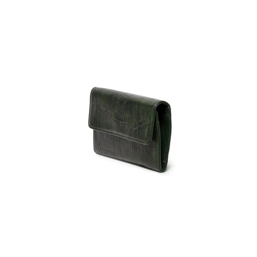 Joy Susan Faux Croc Marnie Mini Tri-fold Wallet - Bottle Green
