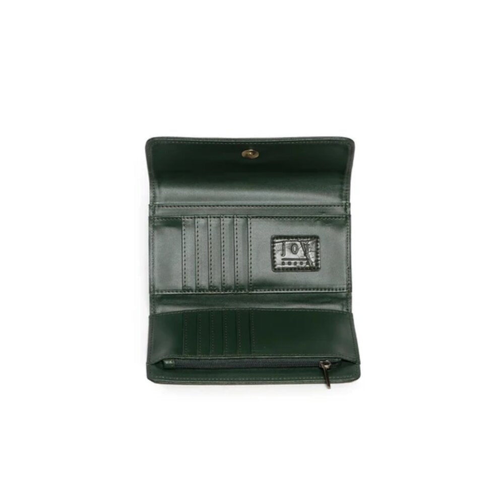 Joy Susan Faux Croc Marnie Mini Tri-fold Wallet - Bottle Green