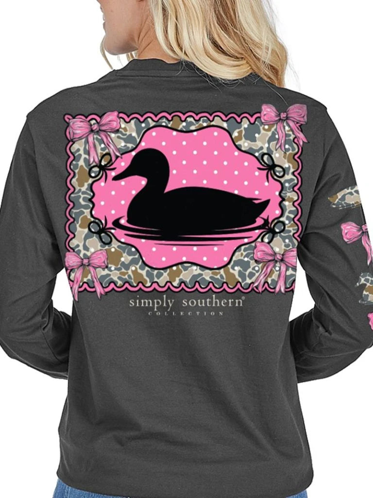 Simply Southern Youth Girls Long Sleeve Duck Tee - Black