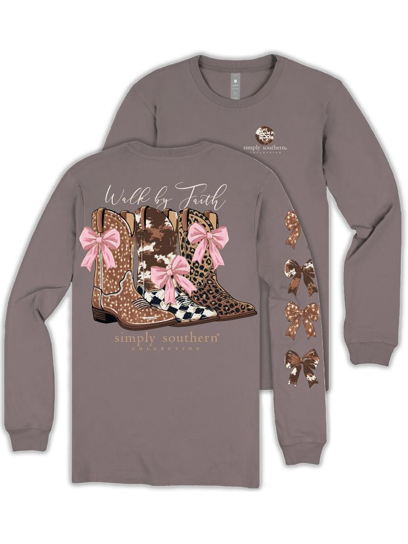Simply Southern Women's Faith Long Sleeve T-Shirt - Driftwood