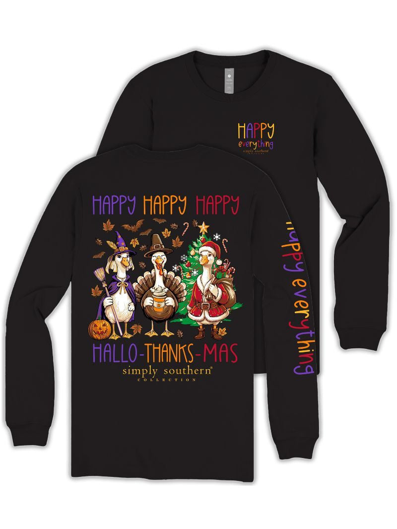 Simply Southern Women's Long Sleeve Happy Goose Tee - Black