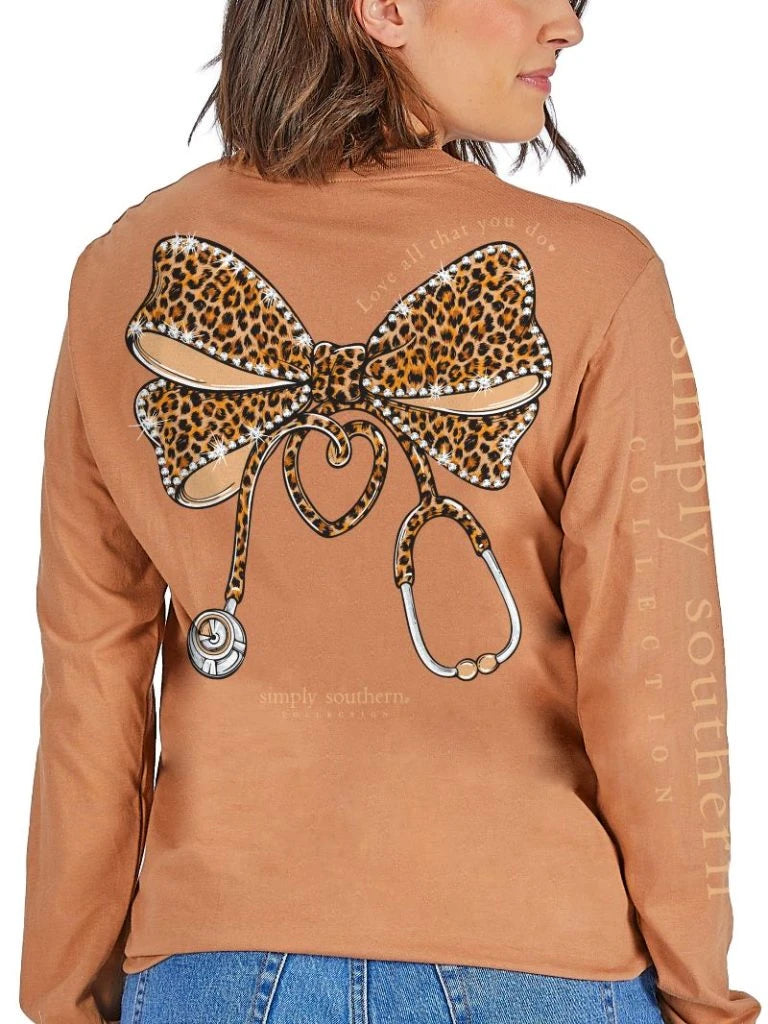Simply Southern Women's Nurse Long Sleeve Tee - Chestnut