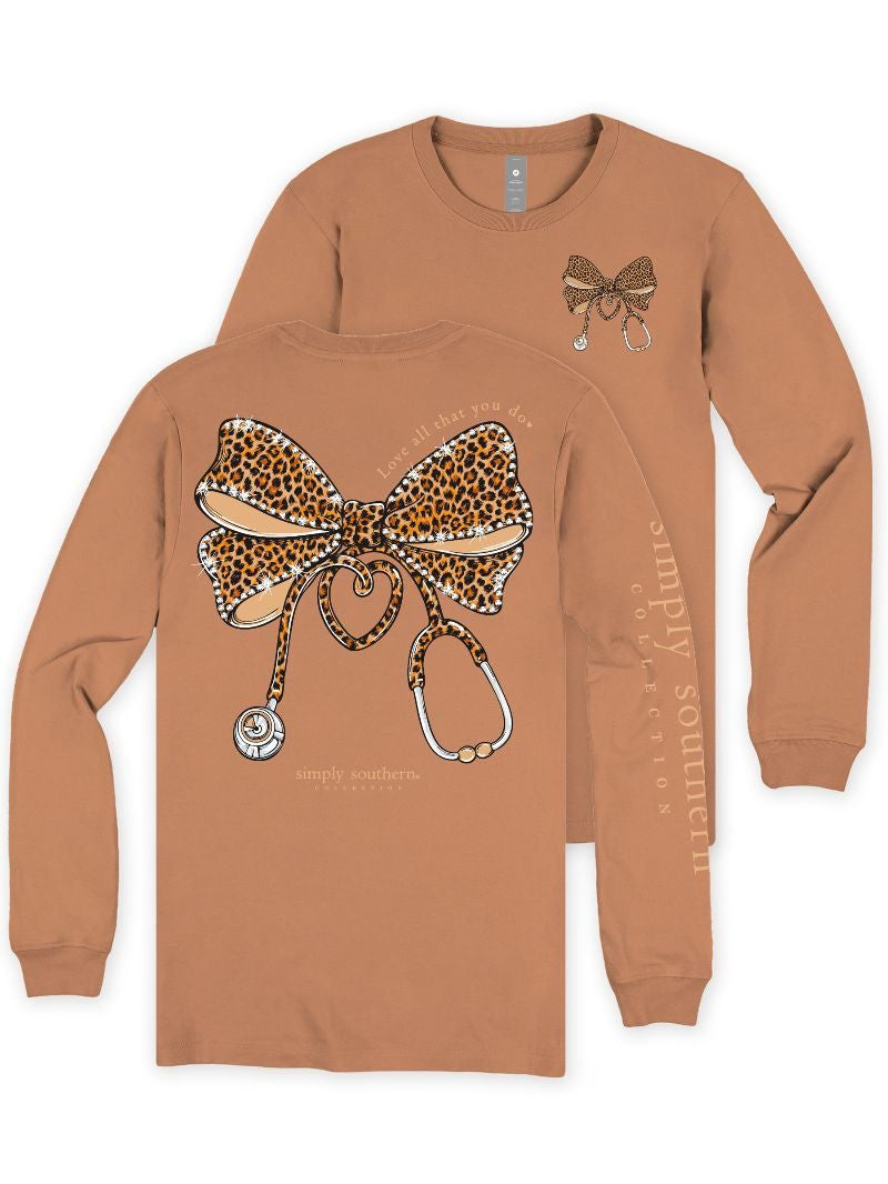 Simply Southern Women's Nurse Long Sleeve Tee - Chestnut