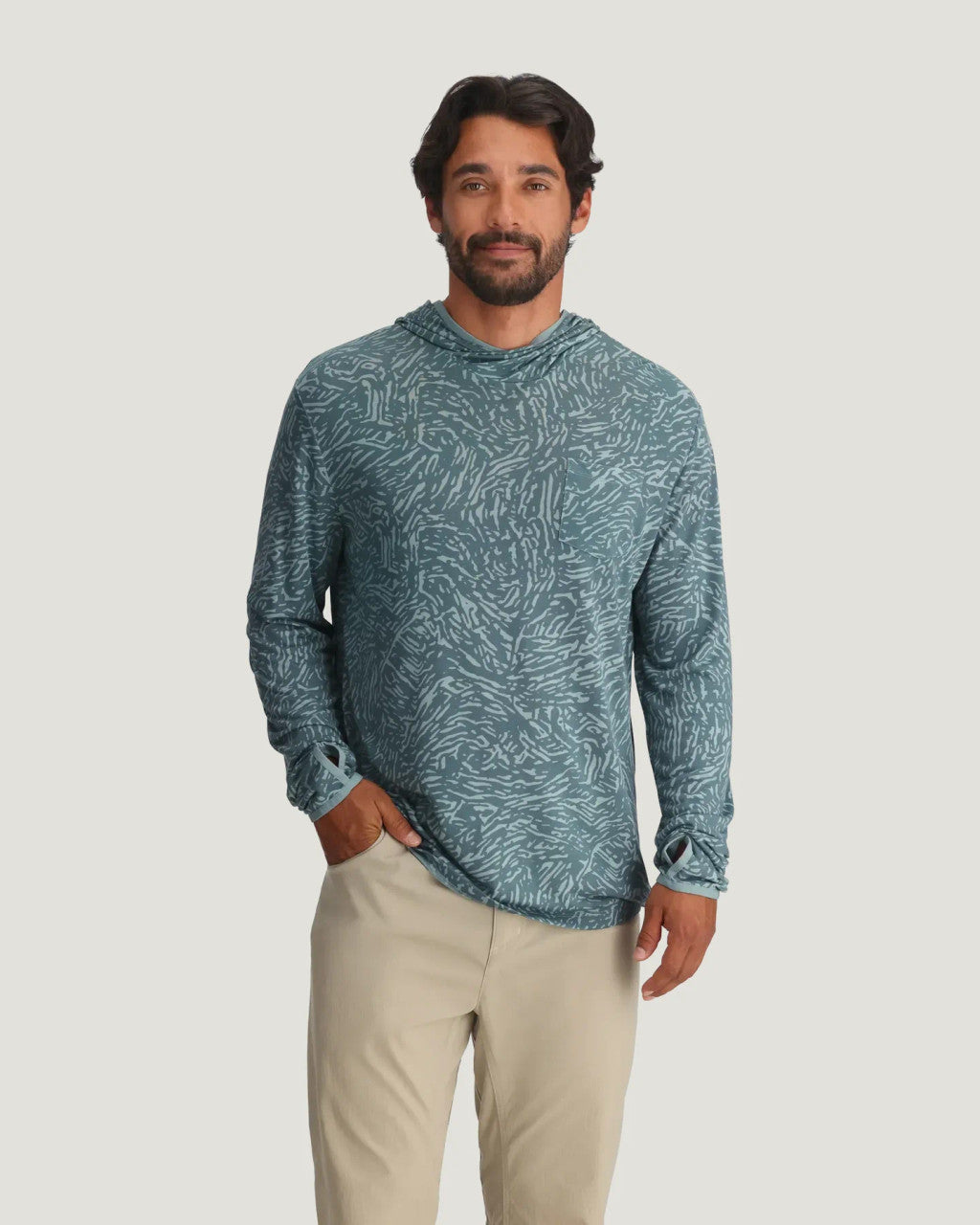 Free Fly Bamboo Lightweight Hoodie - Todal Flow Print Stormy Sea