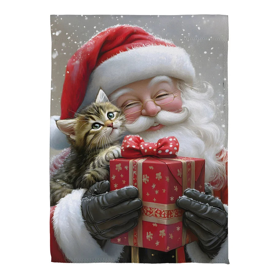 Evergreen Purrfect Christmas Gift Suede Flag