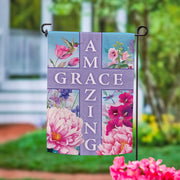 Evergreen Amazing Grace Cross Suede Garden Flag