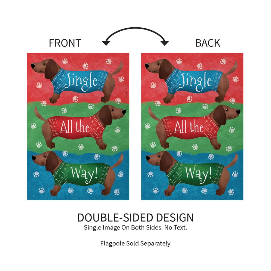 Evergreen Jingle All The Way Dachshund Suede Garden Flag