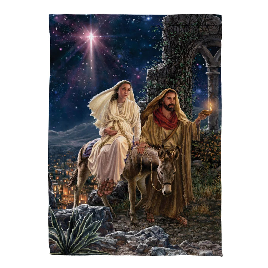 Evergreen Journey to Bethlehem Suede Garden Flag