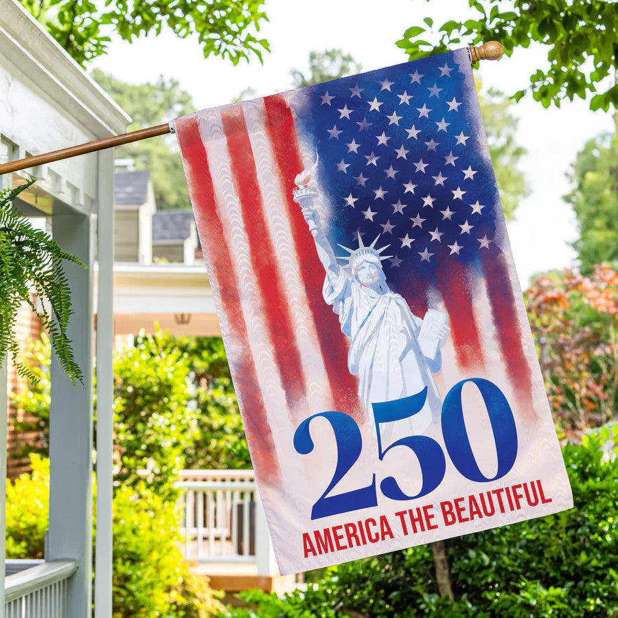 Evergreen 250th Anniversary America The Beautiful Moire House Flag