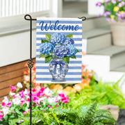 Evergreen Hydrangea Vase Burlap Garden Flag