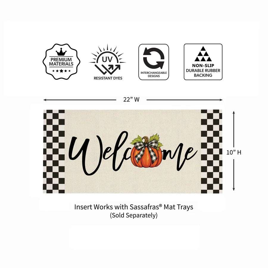 Evergreen Checkered Bow Pumpkin Sassafras Switch Mat