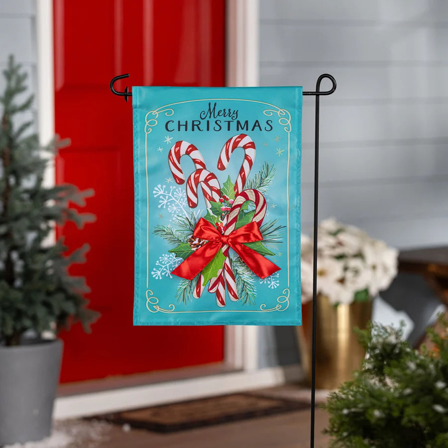 Evergreen Vintage Candy Canes Applique Garden Flag