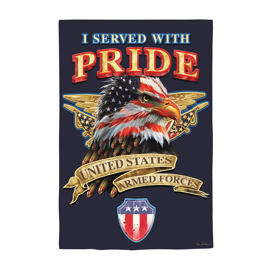 Evergreen I Served With Pride Suede House Flag