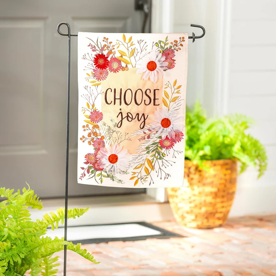 Evergreen Choose Joy Applique Garden Flag