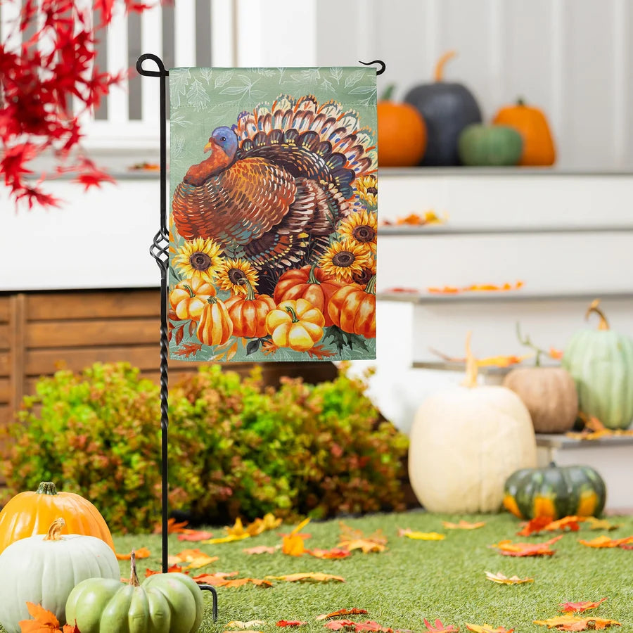Evergreen Grateful Gatherings Turkey Suede Garden Flag