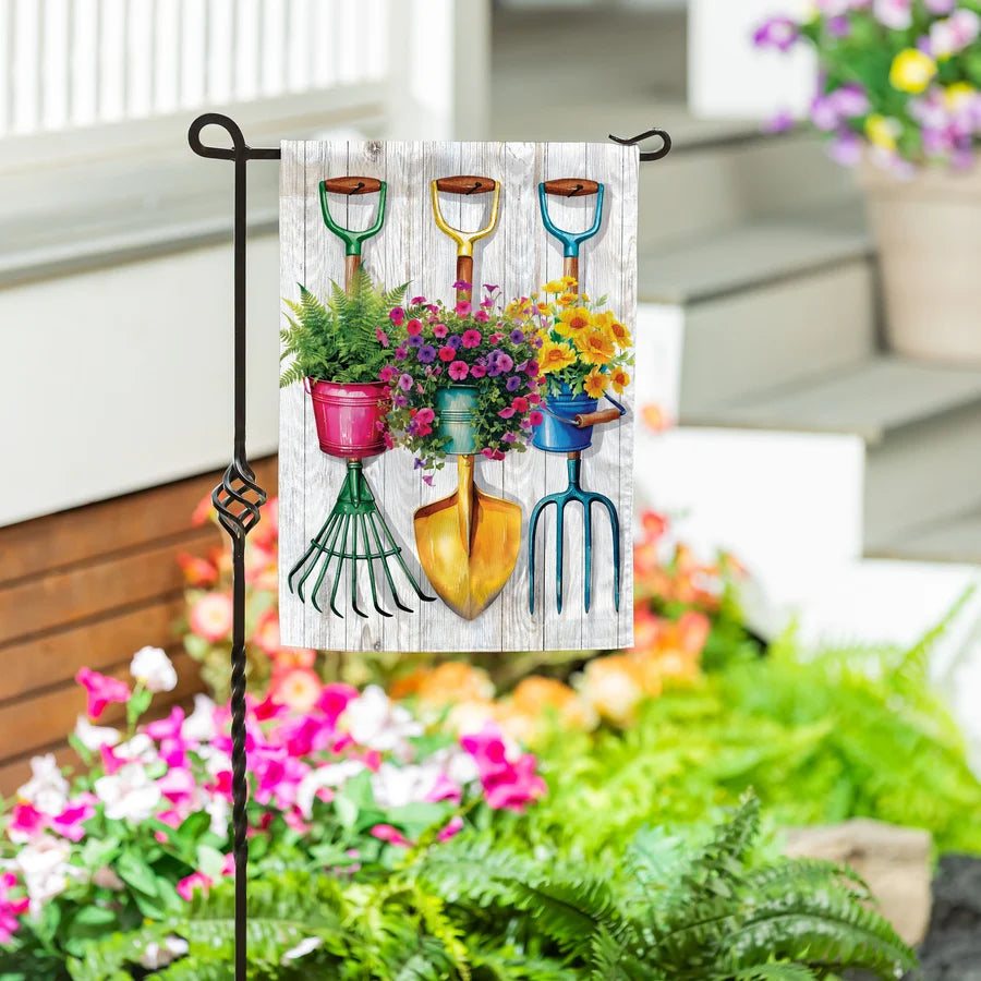 Evergreen Garden Tool Trio Moire Garden Flag