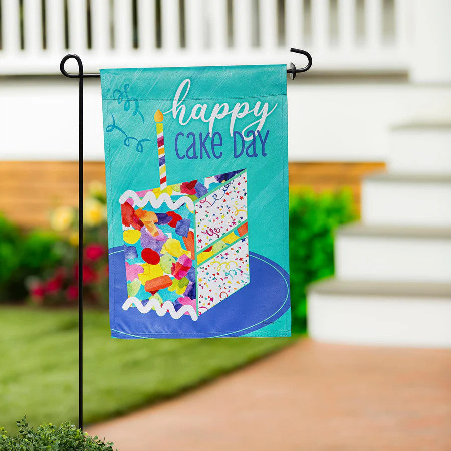 Evergreen Birthday Party Reversible Suede Garden Flag