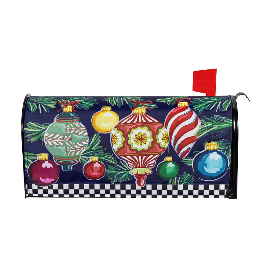 Evergreen Happy Holidays Ornaments Mailbox Cover