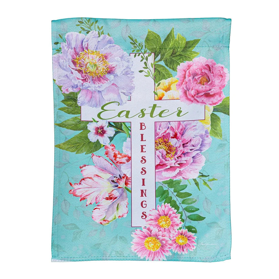 Evergreen Easter Blessings Suede Garden Flag