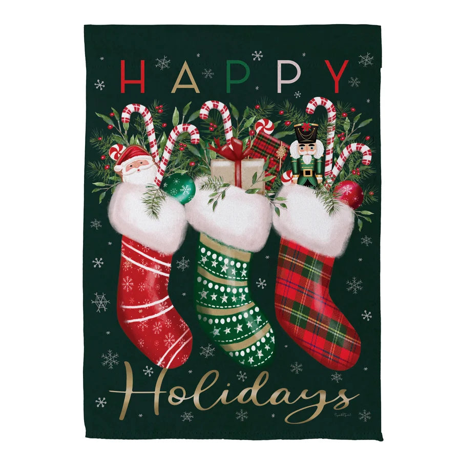 Evergreen Festive Fun Stockings Suede Garden Flag