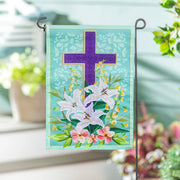 Evergreen Easter Cross Applique Garden Flag