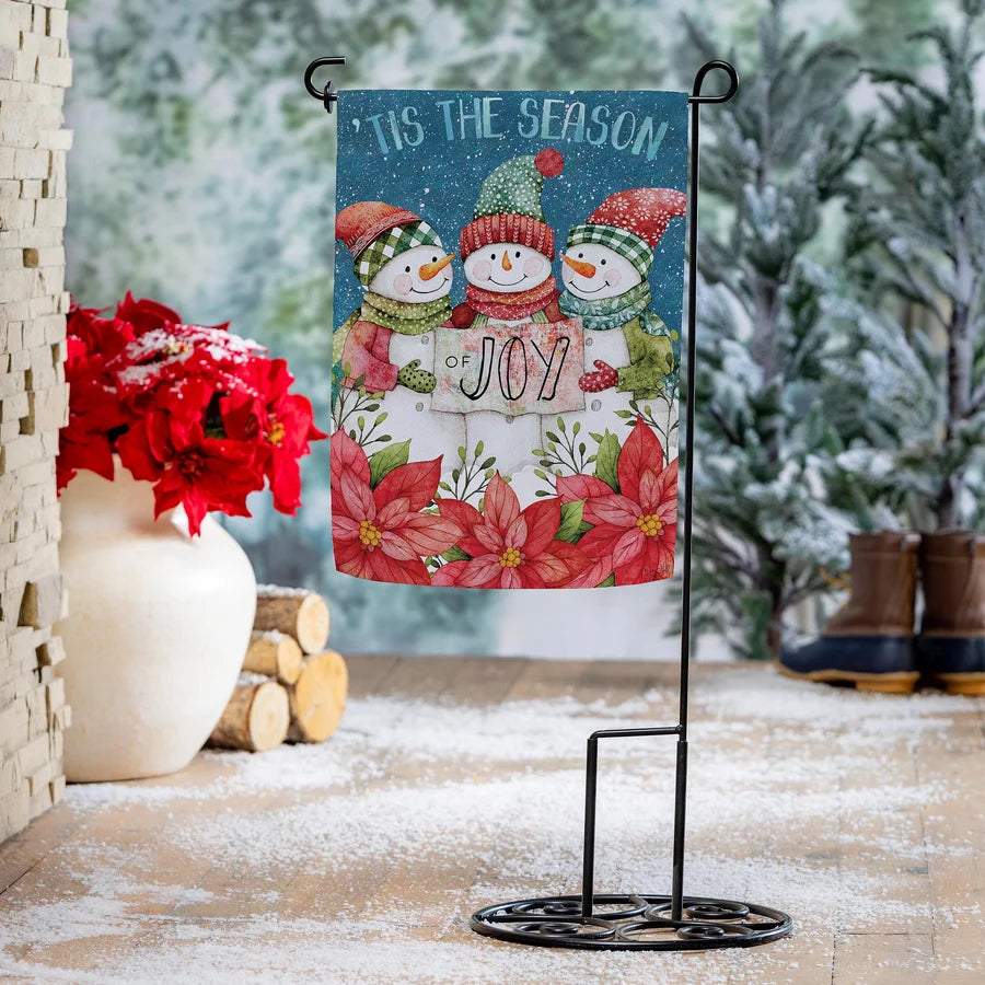 Evergreen Christmas Cheer Snowmen Suede Garden Flag
