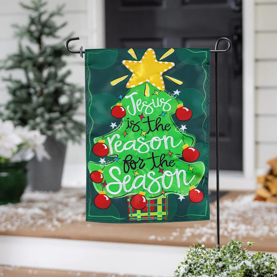 Evergreen Jesus Is The Reason Applique Garden Flag