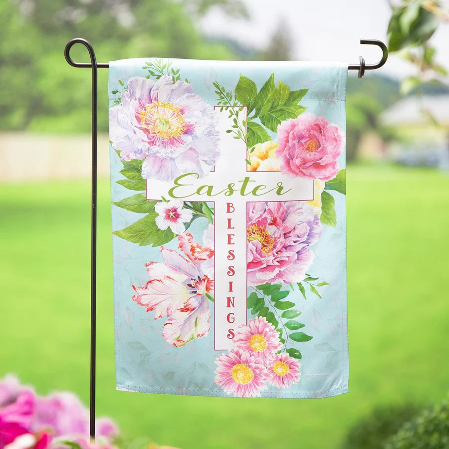 Evergreen Easter Blessings Suede Garden Flag