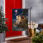 Evergreen Journey to Bethlehem Suede Garden Flag
