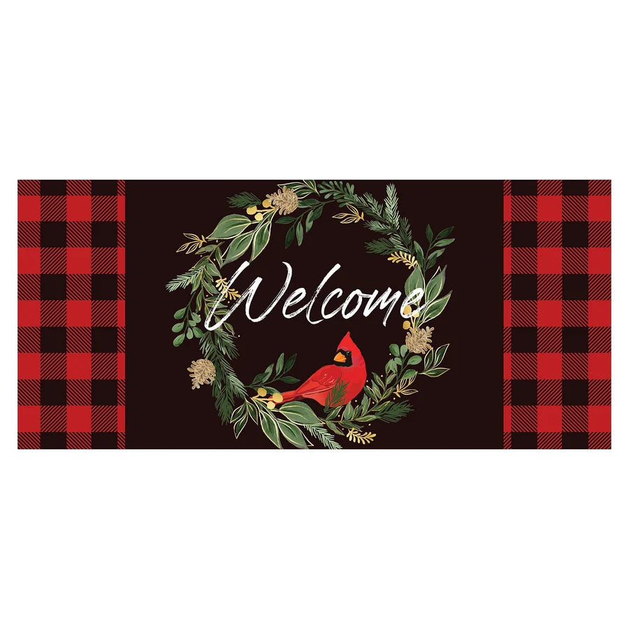 Evergreen Welcoming Cardinal Wreath Sassafras Switch Mat