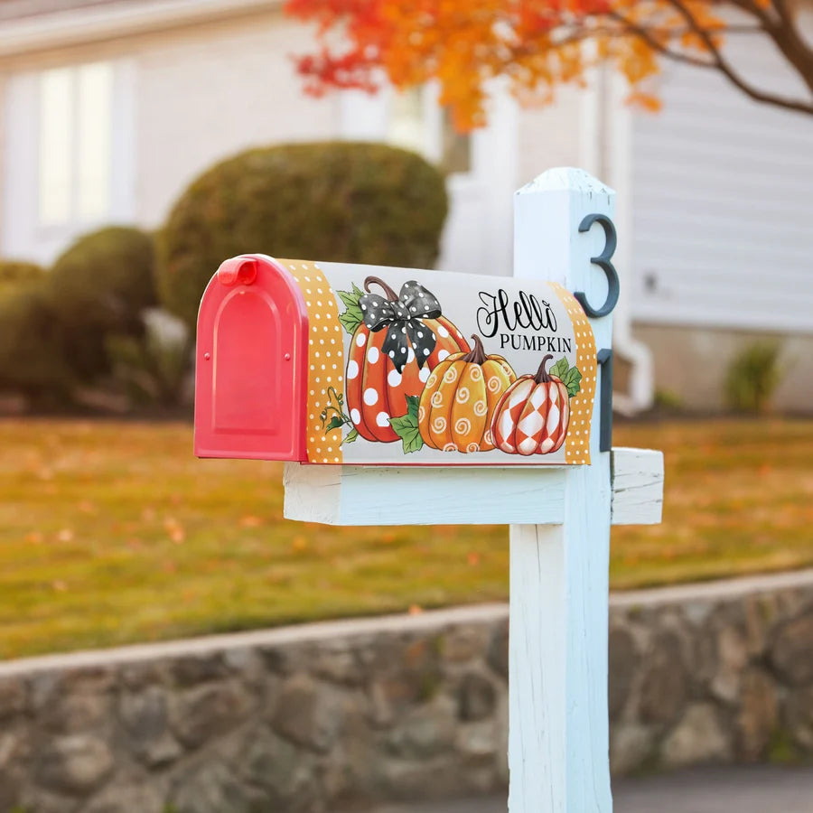 Evergreen Patterned Pumpkin Mailbox Cover