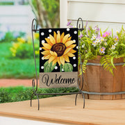 Evergreen Polka Dot Sunflower Burlap Garden Flag
