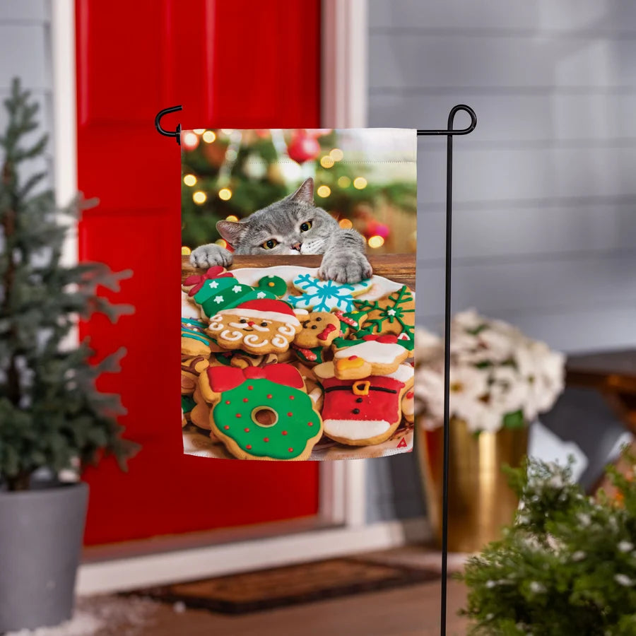 Evergreen Cookie Thief Suede Garden Flag
