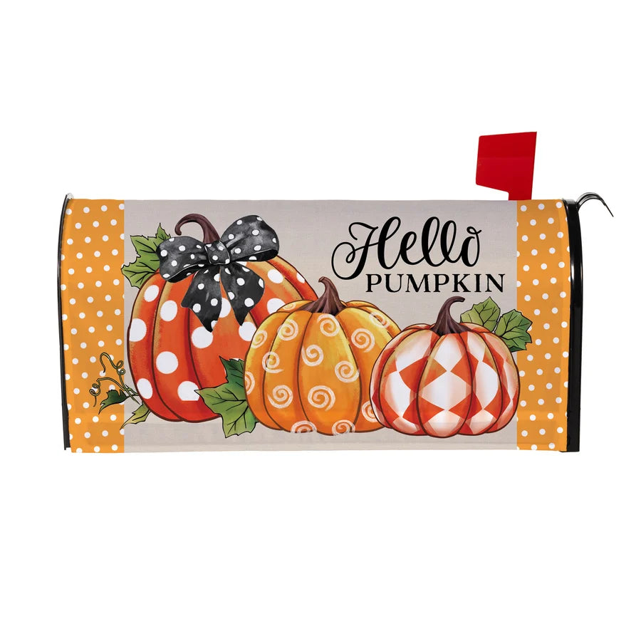 Evergreen Patterned Pumpkin Mailbox Cover