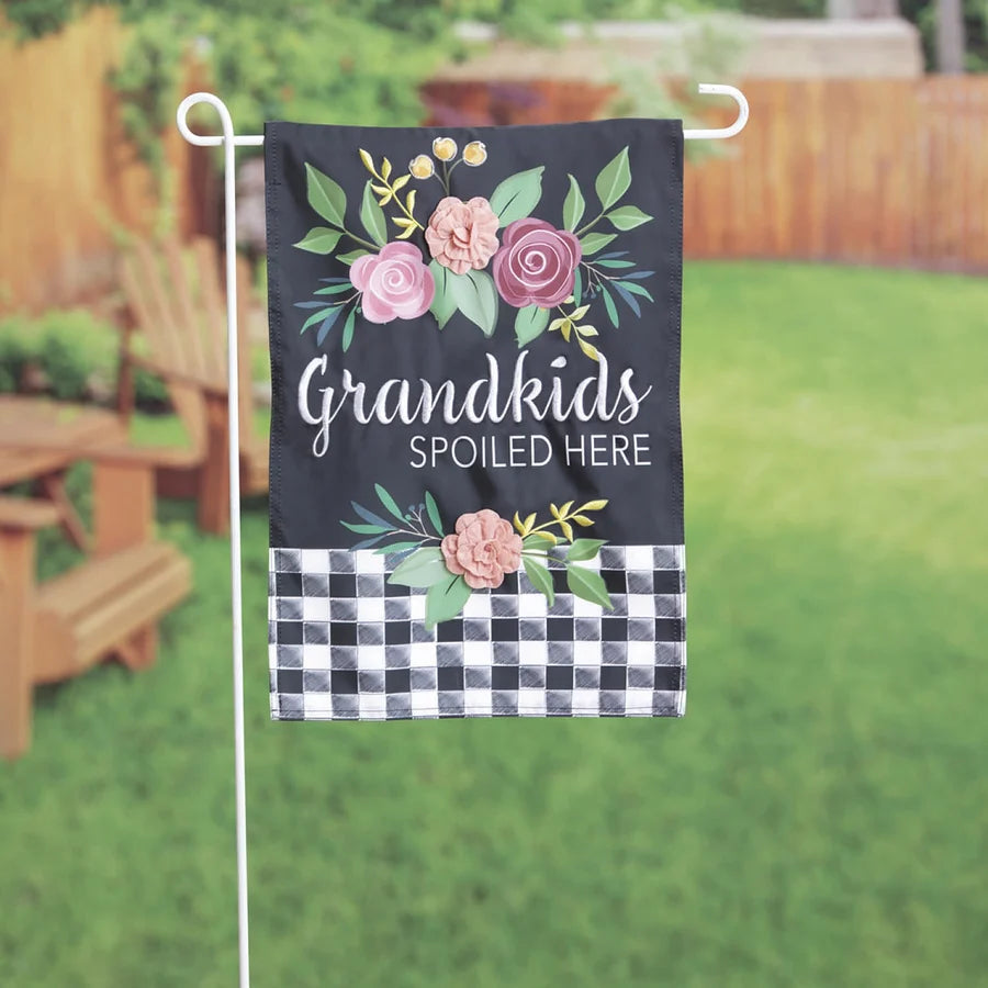 Evergreen Grandkids Spoiled Here Applique Garden Flag
