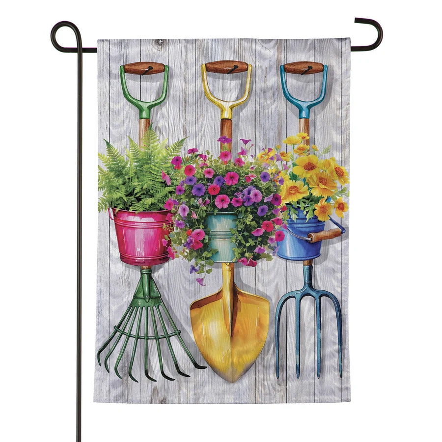 Evergreen Garden Tool Trio Moire Garden Flag
