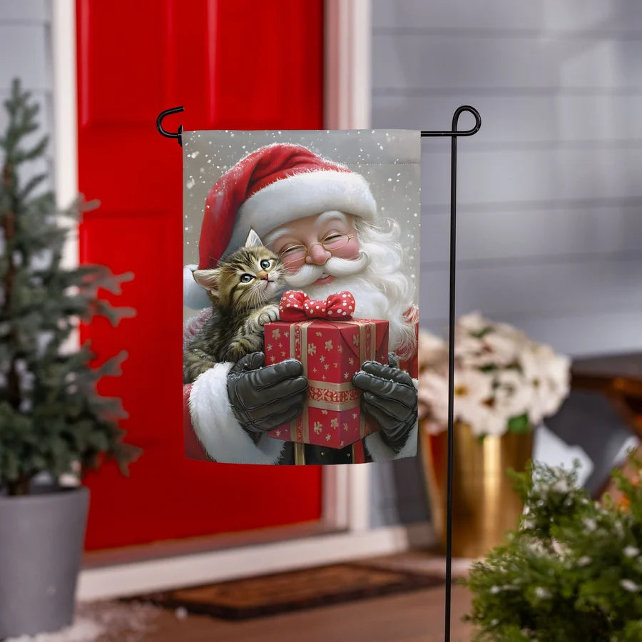 Evergreen Purrfect Christmas Gift Suede Flag